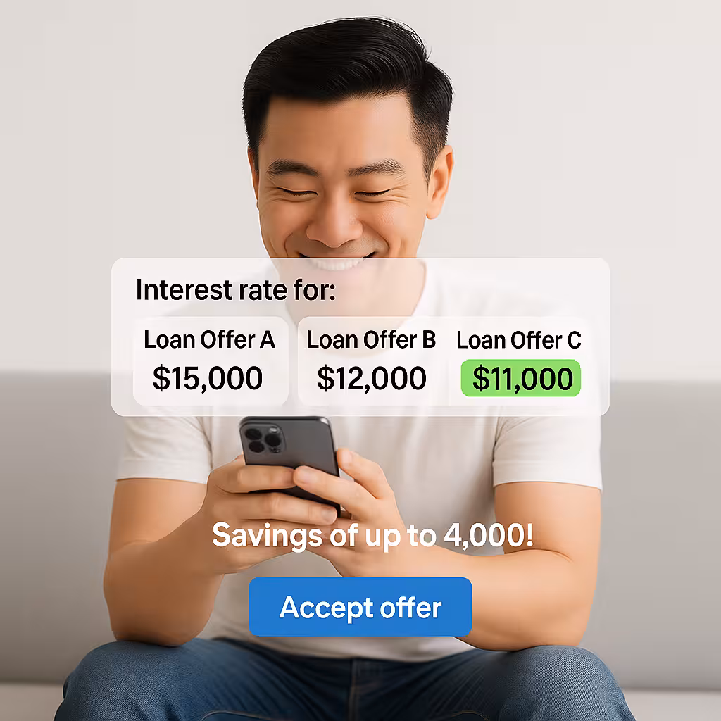 Happy borrower with multiple loan options